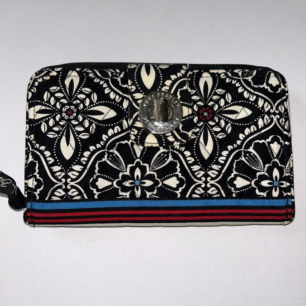 Vera Bradley Turn lock Wallet Barcelona Turn Lock Zip Around Black White Red